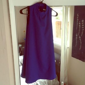 Royal blue draped sleeveless dress